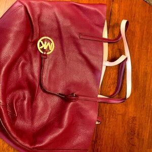 Reversible both sides nude and Elegant Burgundy authentic  Michael Kors Tote Bag